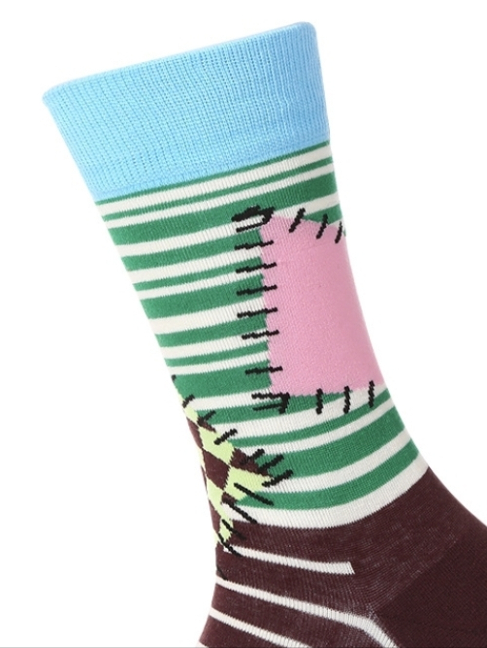 Striped Patch Work Socks - Picture 2 of 3